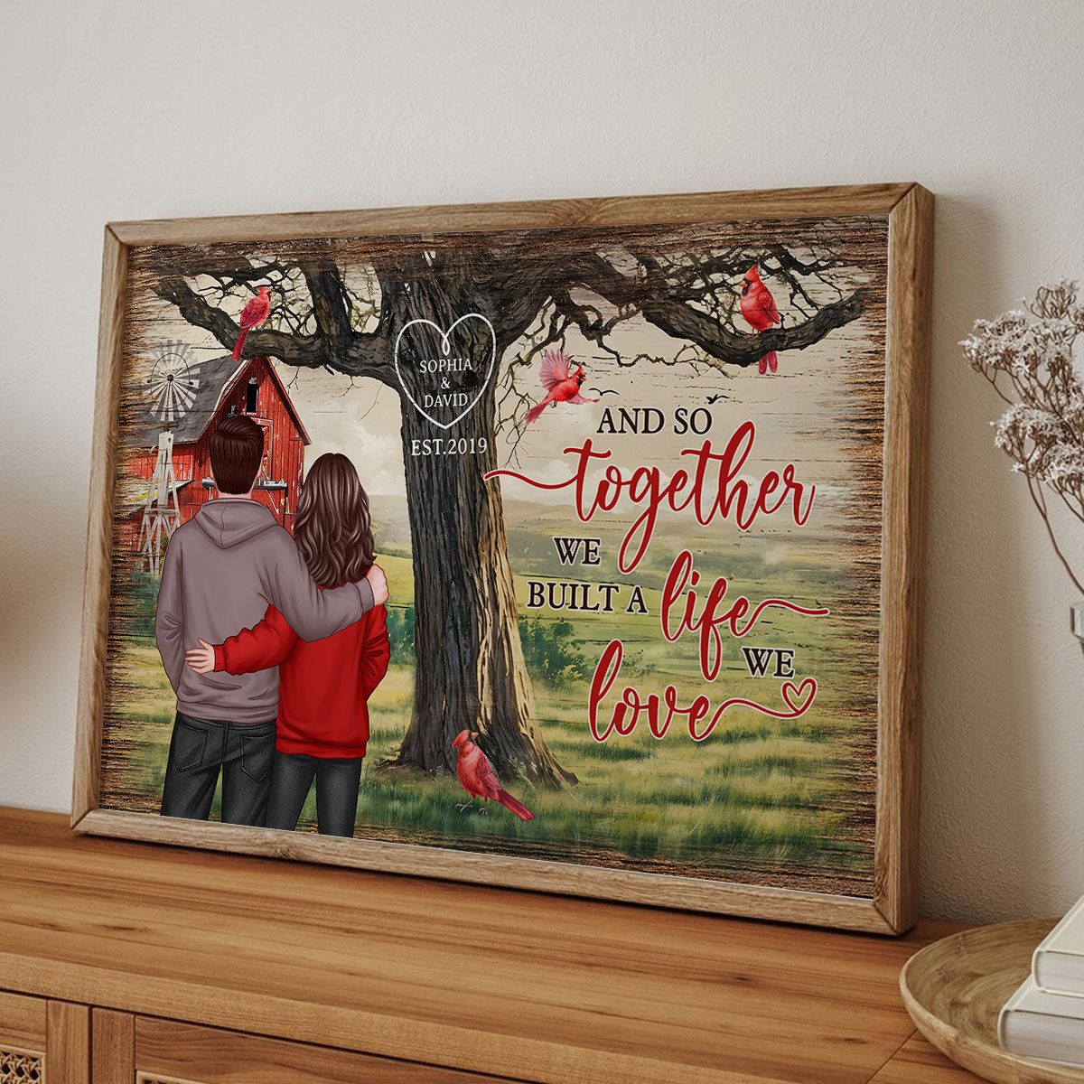 Personalized Couples Tree Large Farmhouse Canvas Wall Art gift