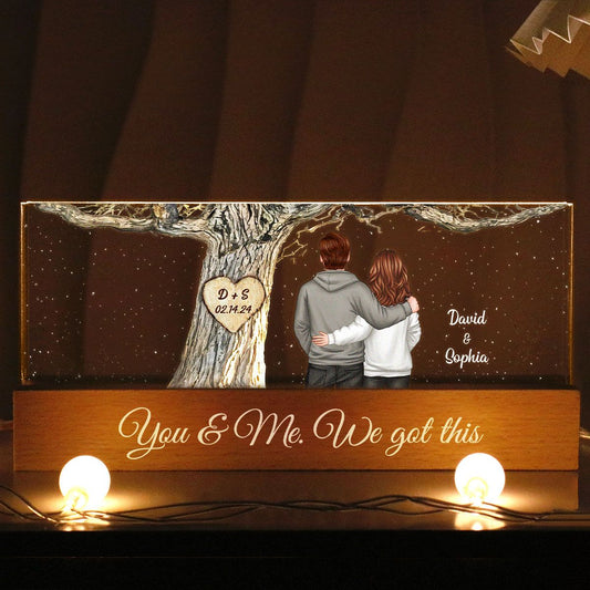 Couple Back View Engraved Tree Personalized Acrylic Block LED Night Light