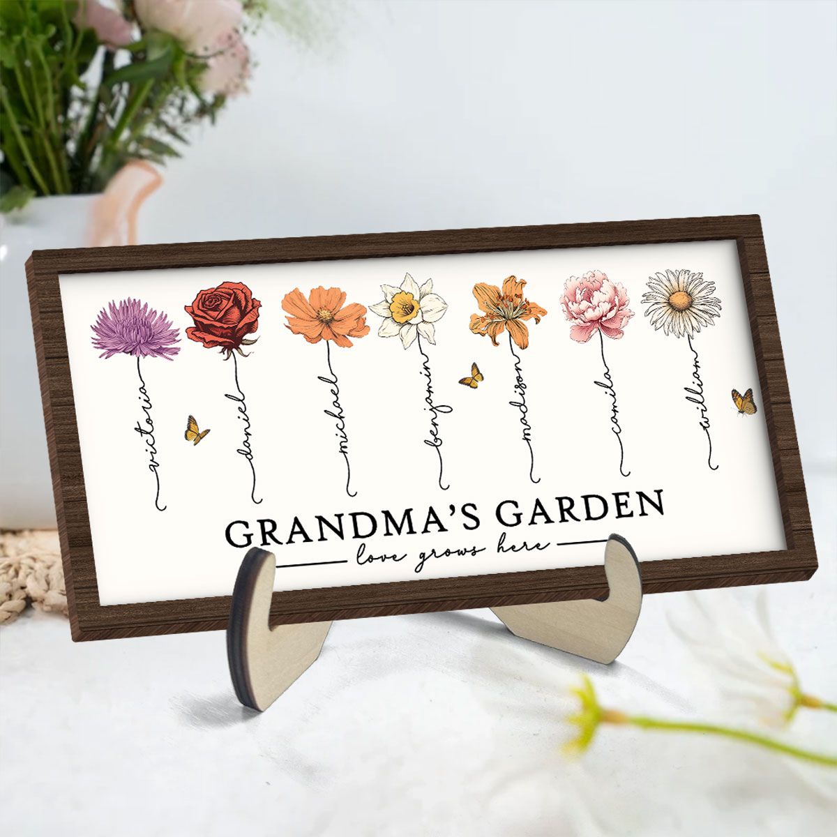 Love Grows Here Grandma' Garden Birth Month Flowers