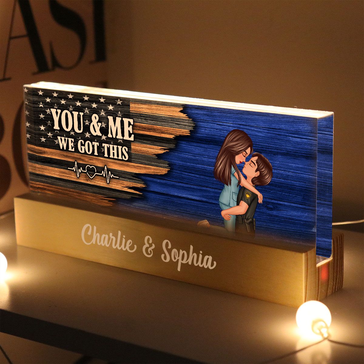 Hero Couple Hugging Kissing Half Flag Valentine's Day Gift