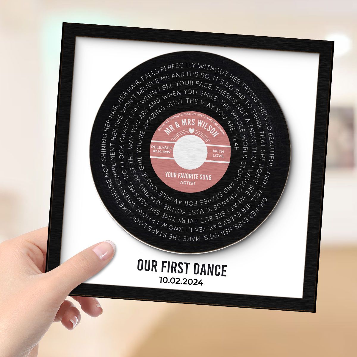 Custom Vinyl Record Label Print Personalized 2-Layer Wooden Plaque