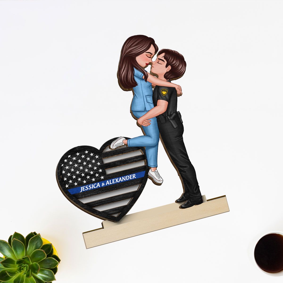 Hero Couple Hugging Kissing Keepsake gift