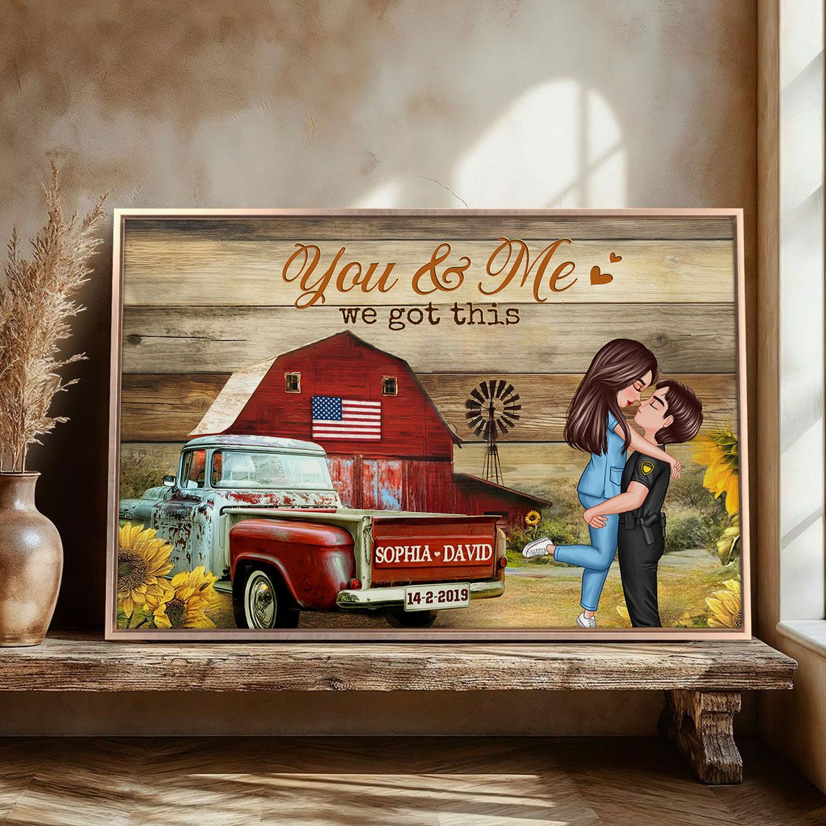 Hero Couple Vintage Truck Farmhouse Personalized Poster