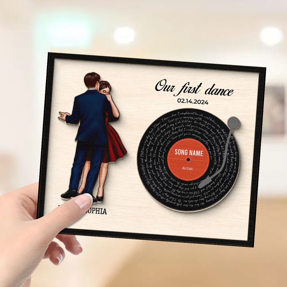 Couple Dancing Song Lyrics Personalized 2-Layered Wooden Plaque