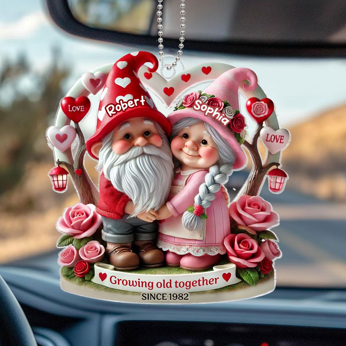 Gnome 3D Effect Old Couple Valentine's Day Gift